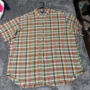 Vintage early 2000’s Ralph Lauren multi-coloured plaid Blake Cotton short sleeve